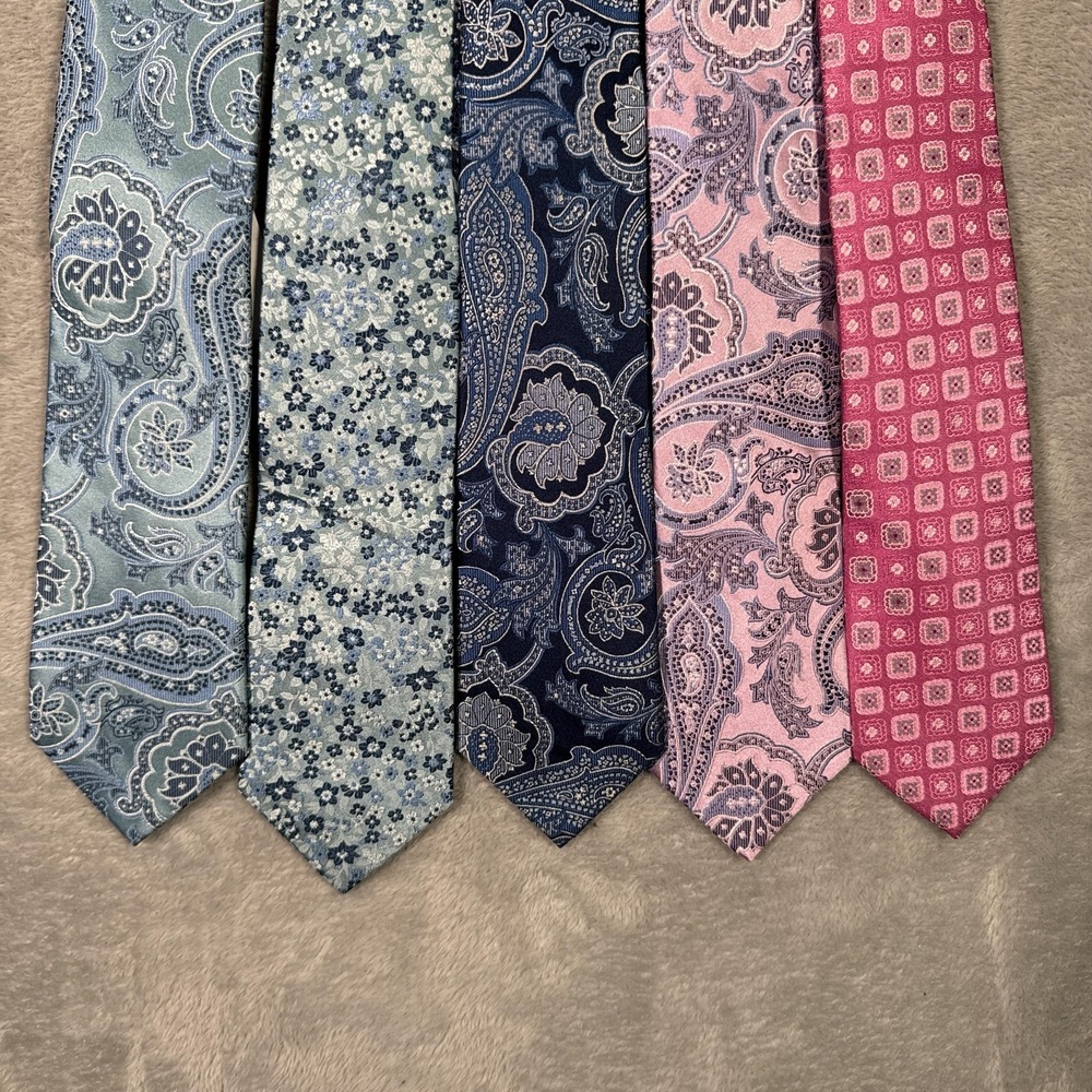 The Men's Store Tie Mens Multicolor Silk Paisley 5 Pack Classic Lot of 5